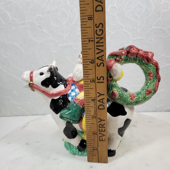 VINTAGE Lotus Cowboy Santa Creamer 7" Hand Painted Holiday Christmas Gift - Picture 11 of 16